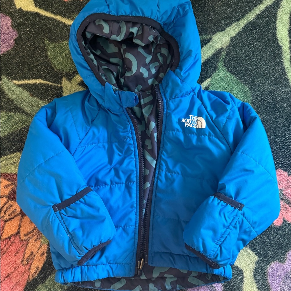 The North Face Bright Blue Hooded Kids Puffer Jacket